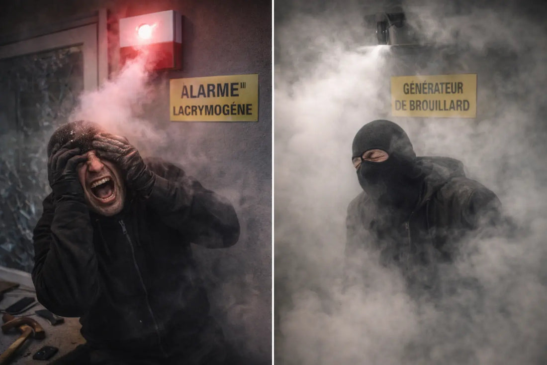 Home-jacking : la protection active, alarme lacrymogène et générateur de brouillard.