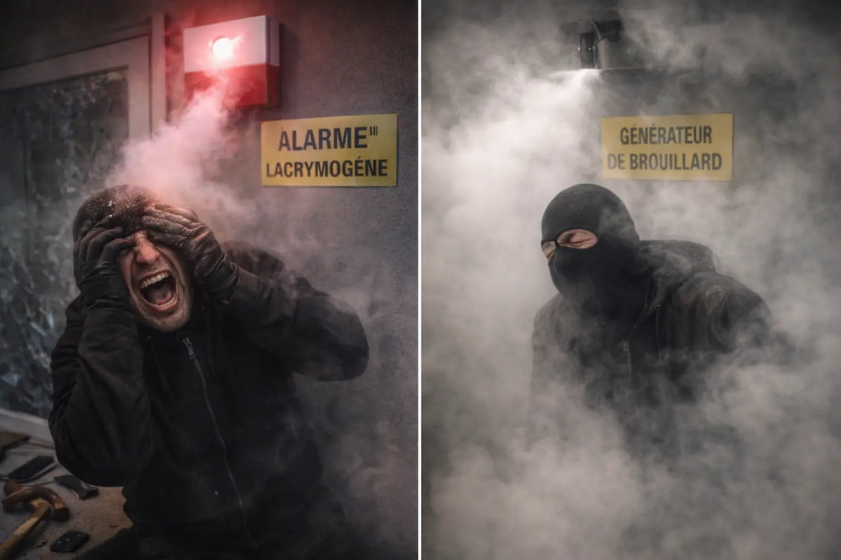 Home-jacking : la protection active, alarme lacrymogène et générateur de brouillard. Qualiforce