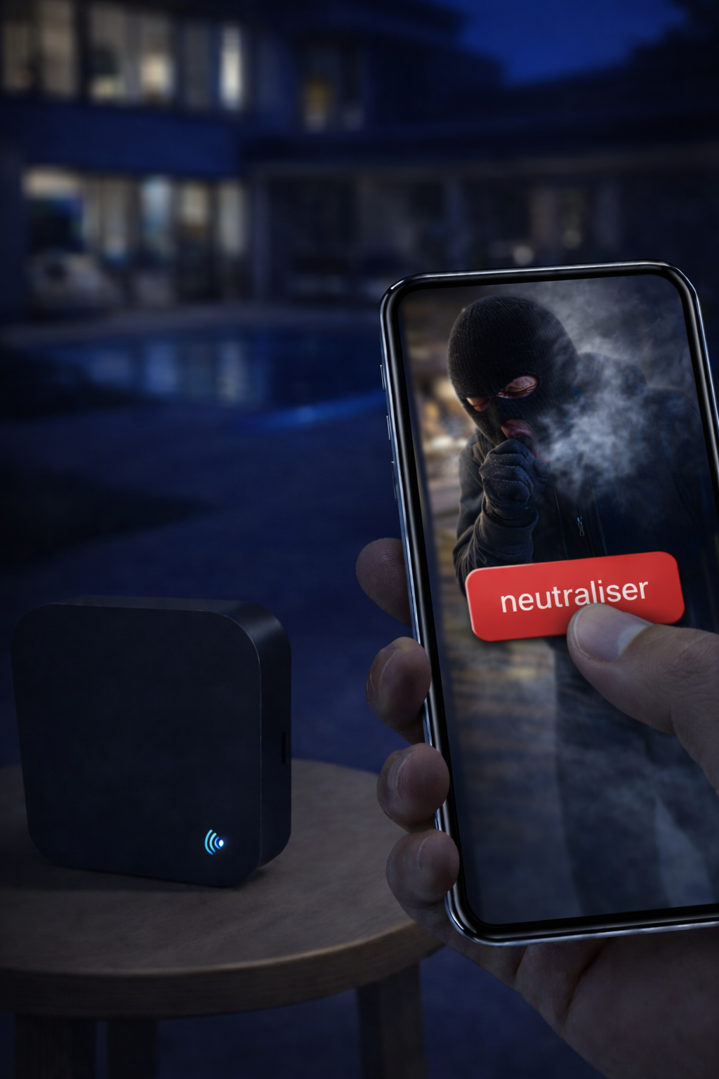 Télécommande Intelligente Universelle Wi-Fi + IR + RF pour armement ou activation panique à distance sur alerte confirmée.
