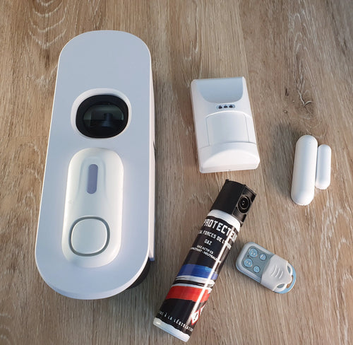 Alarme avec diffuseur de gaz lacrymogène CS - sirène 105 Db 100% autonome QGAZ 225 Qualiforce modèle original - centrale seule Qualiforce