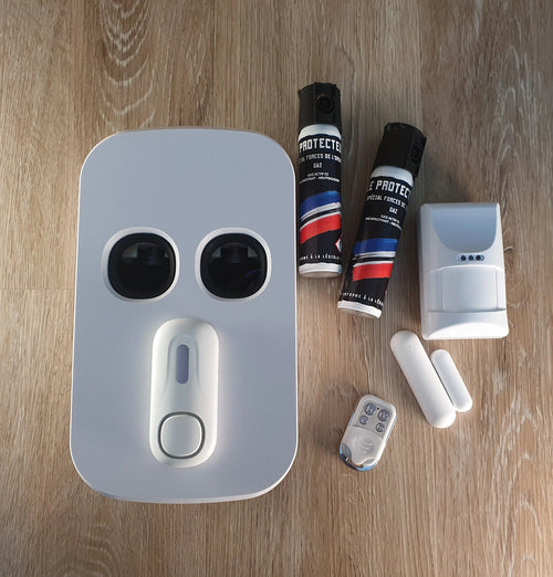 Alarme avec diffuseur de gaz lacrymogène CS - sirène 105 Db 100% autonome QGAZ 450 Qualiforce modèle original - centrale seule Qualiforce