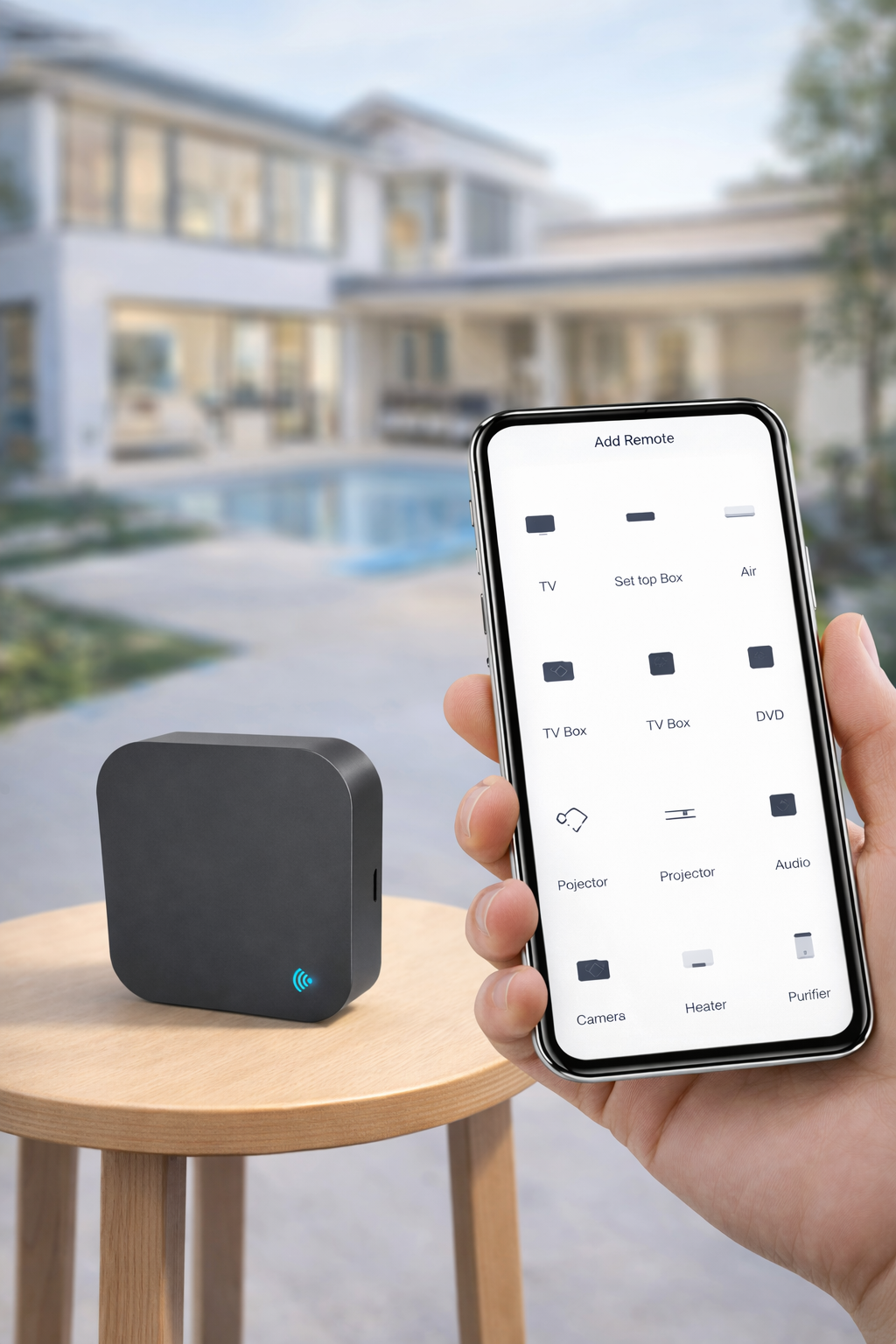 Télécommande Intelligente Universelle Wi-Fi + IR + RF pour armement ou activation panique gamme QGAZ à distance.